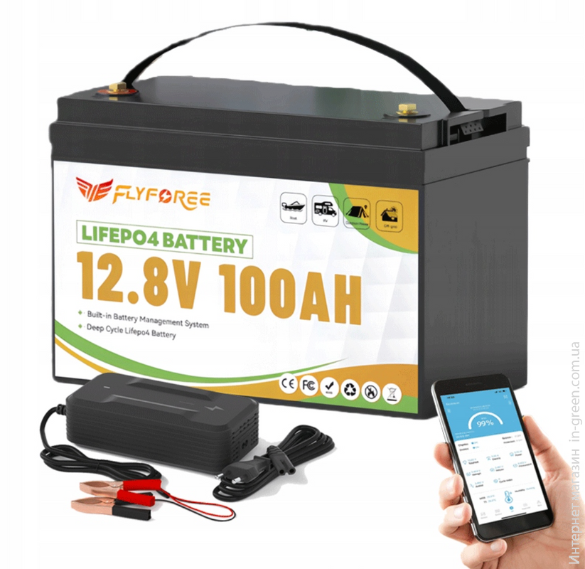 Аккумулятор FLYFOREE LiFePO4 12V/100AH (1280W*h) Bluetooth