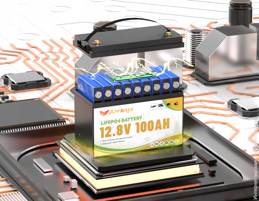 Аккумулятор FLYFOREE LiFePO4 12V/100AH (1280W*h) Bluetooth