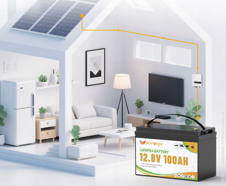 Аккумулятор FLYFOREE LiFePO4 12V/100AH (1280W*h) Bluetooth