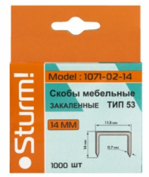 Скобы для степлера 14мм, тип 53 STURM 1071-02-14