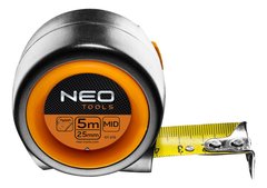 Рулетка NEO компактна сталева стрічка 5 м x 25 мм, з фіксатором selflock, магніт (67-215)