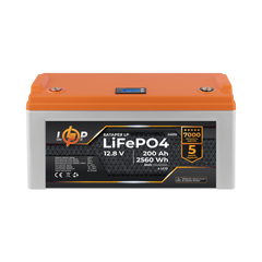 Акумулятор LP LiFePO4 12,8V - 200 Ah (2560Wh) (BMS 100A/50А) пластик LCD