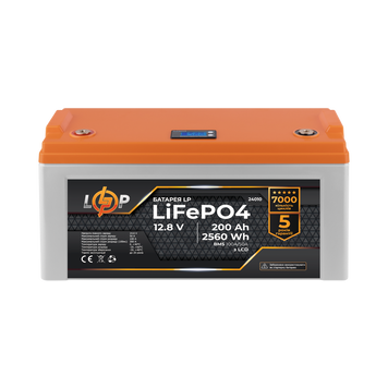 Аккумулятор LP LiFePO4 12,8V - 200 Ah (2560Wh) (BMS 100A/50А) пластик LCD