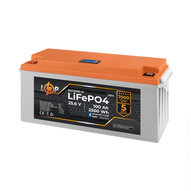 Аккумулятор LP LiFePO4 25,6V - 100 Ah (2560Wh) (BMS 100A/50А) пластик LCD Smart BT