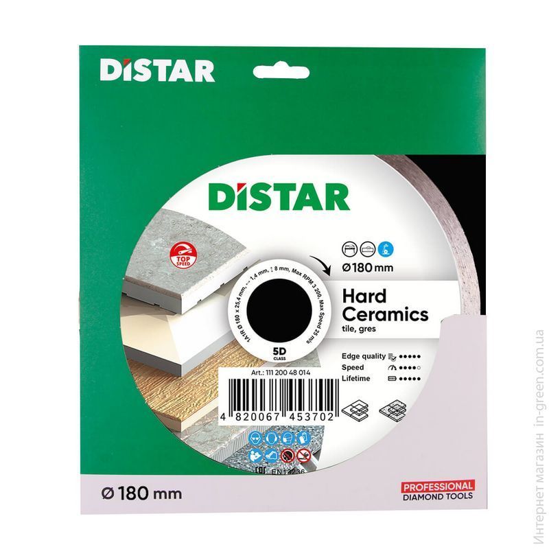 Distar Круг алмазный отрезной 1A1R 180x1,4/1,0x8,5x25,4 Hard ceramics (11120048014)