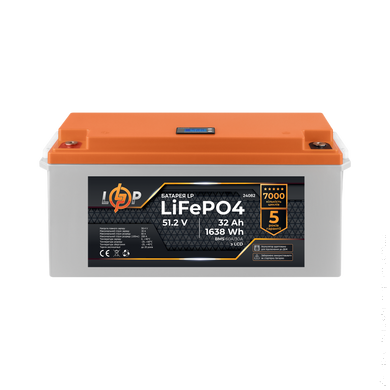 Акумулятор LP LiFePO4 48V (51,2V) - 32 Ah (1638Wh) (BMS 60A/30А) пластик LCD для ДБЖ