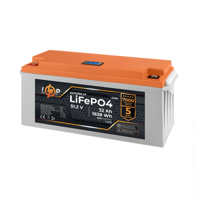 Аккумулятор LP LiFePO4 48V (51,2V) - 32 Ah (1638Wh) (BMS 60A/30А) пластик LCD для ИБП