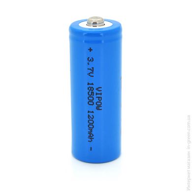 Акумулятор 18500 Li-Ion Vipow ICR18500 TipTop, 1200mAh, 3.7V, Blue