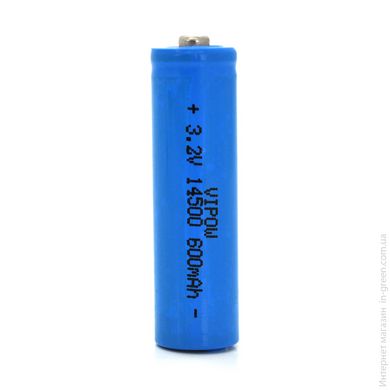 Літій-залізо-фосфатний акумулятор 14500 Lifepo4 Vipow IFR14500 TipTop