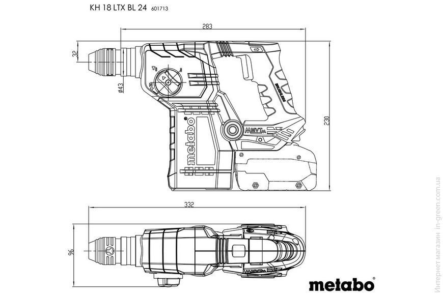 Акумуляторний перфоратор METABO KH 18 LTX BL 24 (2x LiHD 4,0Ah, ASC 55, metaBOX 165 L)