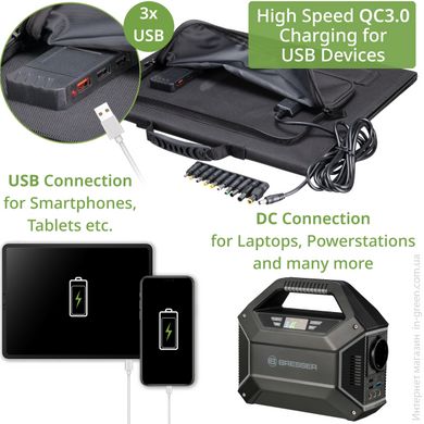 Портативное зарядное устройство солнечная панель Bresser Mobile Solar Charger 40 Watt USB DC (3810040)