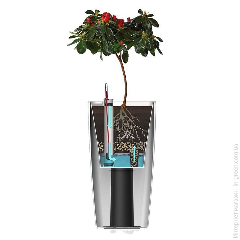 Вазон з системою автополиву Quadrato Flower Lover 18x18x34 антрацит глянсовий