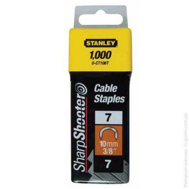 Скобы STANLEY Cable тип S, 10мм, для Степлера 1000шт. 1-CT106T