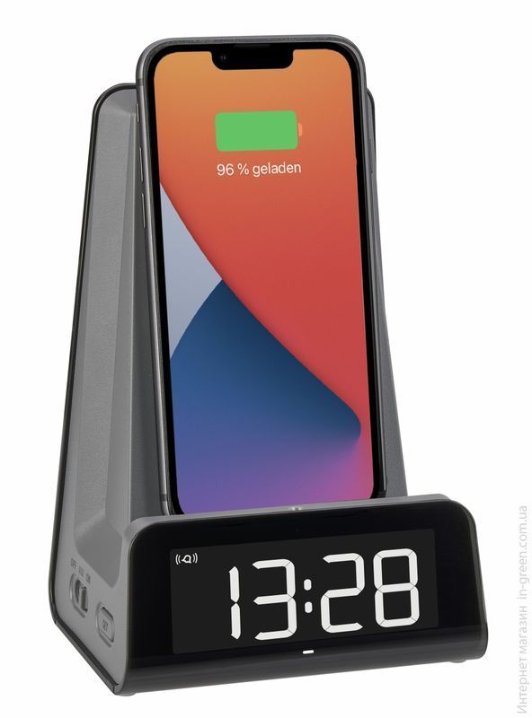 Будильник с беспроводной зарядкой TFA "ICONcharge" (стандарт Qi) и USB-зарядкой (60203310)