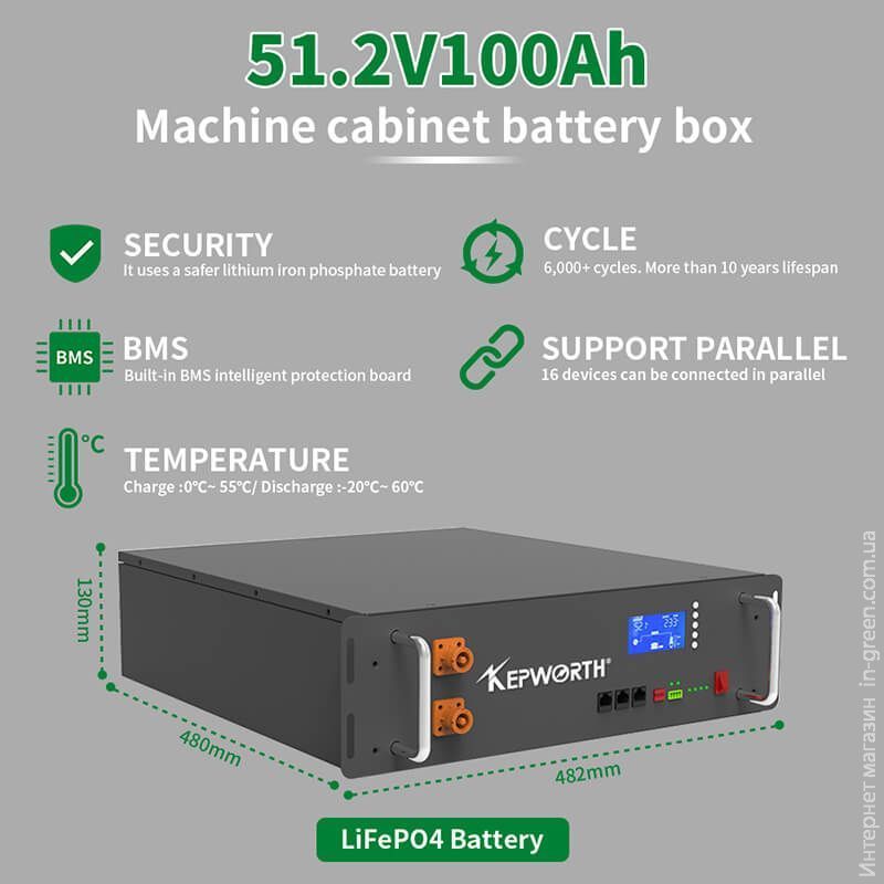 Аккумулятор Kepworth LiFePO4 48V/100AH (5100W*h) Racked