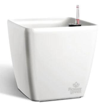 Вазон із системою автополиву Plastkon Quadrato Flower Lover (білий)