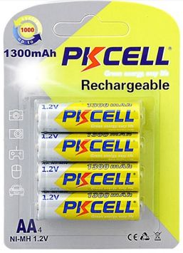 Аккумулятор PKCELL 1.2V AA 1300mAh NiMH Rechargeable Battery, 4 штуки в блистере цена за блистер, Q12