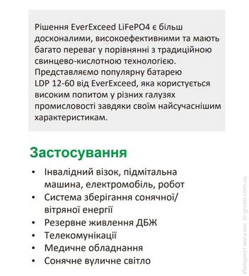 Аккумулятор LiFePO4 EverExceed LDP 12-60 (12.8V60AH) BLUETOOTH