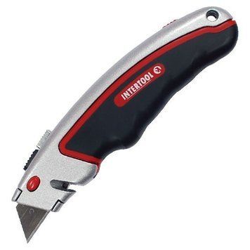 Нож с выдвижным трапециевидными лезвием INTERTOOL HT-0516