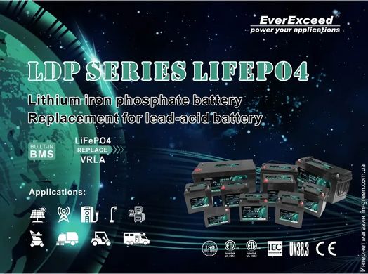 Аккумулятор LiFePO4 EverExceed LDP 12-60 (12.8V60AH) BLUETOOTH