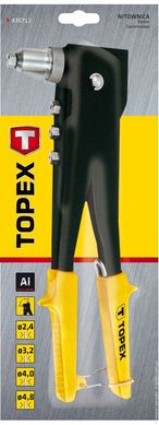 Заклепочник TOPEX для заклепок алюминиевых 2.4, 3.2, 4.0, 4.8 мм, две позиции (43E712)