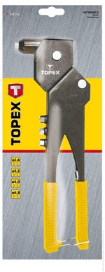 Заклепочник TOPEX для заклепок алюминиевых 2.4, 3.2, 4.0, 4.8 мм, несколько положений (43E713)