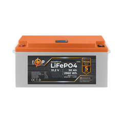 Акумулятор LP LiFePO4 51,2V - 50 Ah (2560Wh) (BMS 80A/50А) пластик Smart BT