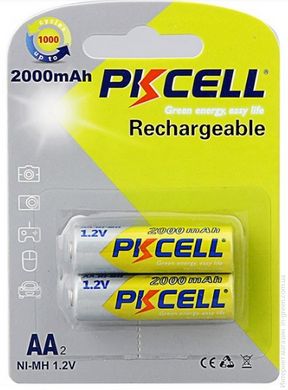 Аккумулятор PKCELL 1.2V AA 2000mAh NiMH Rechargeable Battery, 2 штуки в блистере цена за блистер, Q2