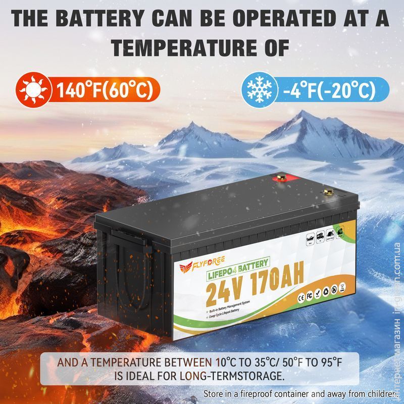 Акумулятор FLYFOREE LiFePO4 24V/170AH (4352W*h) Bluetooth