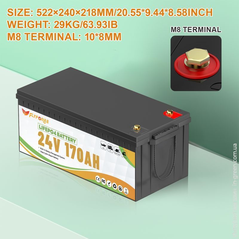 Акумулятор FLYFOREE LiFePO4 24V/170AH (4352W*h) Bluetooth