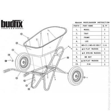Тачка строительная BUDFIX WB6404W