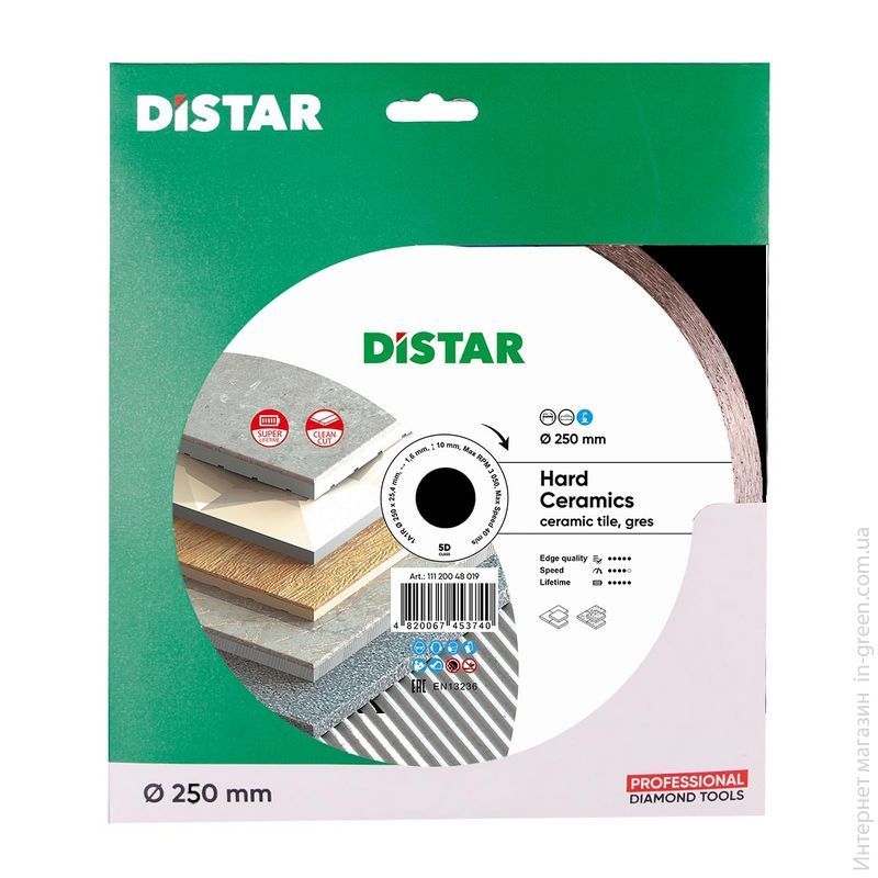 Distar Круг алмазный отрезной 1A1R 250x1,6/1,2x10x25,4 Hard ceramics (11120048019)