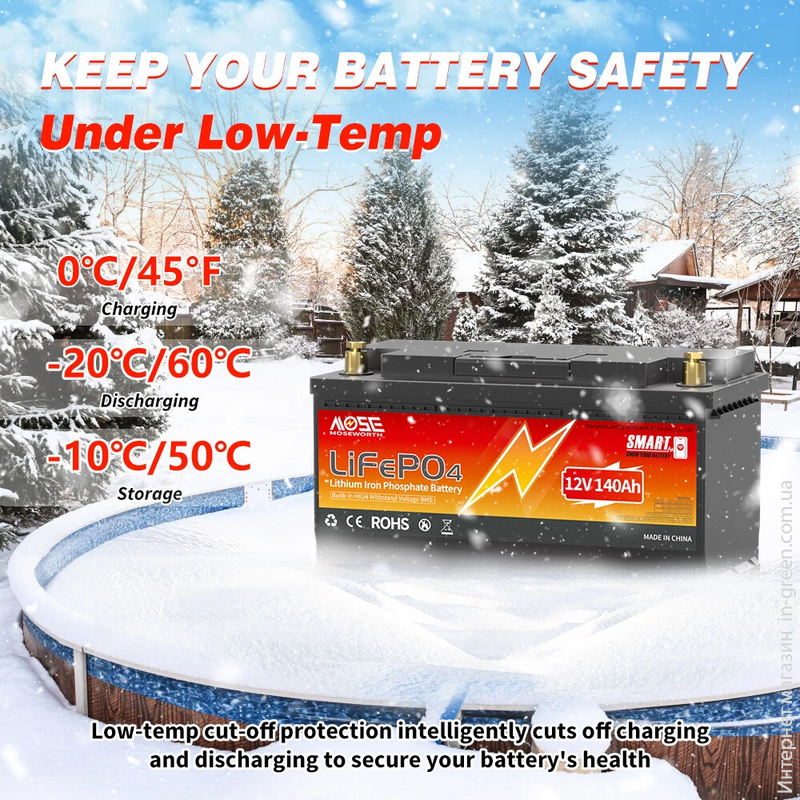 Акумулятор Moseworth LiFePO4 12V/140AH Bluetooth