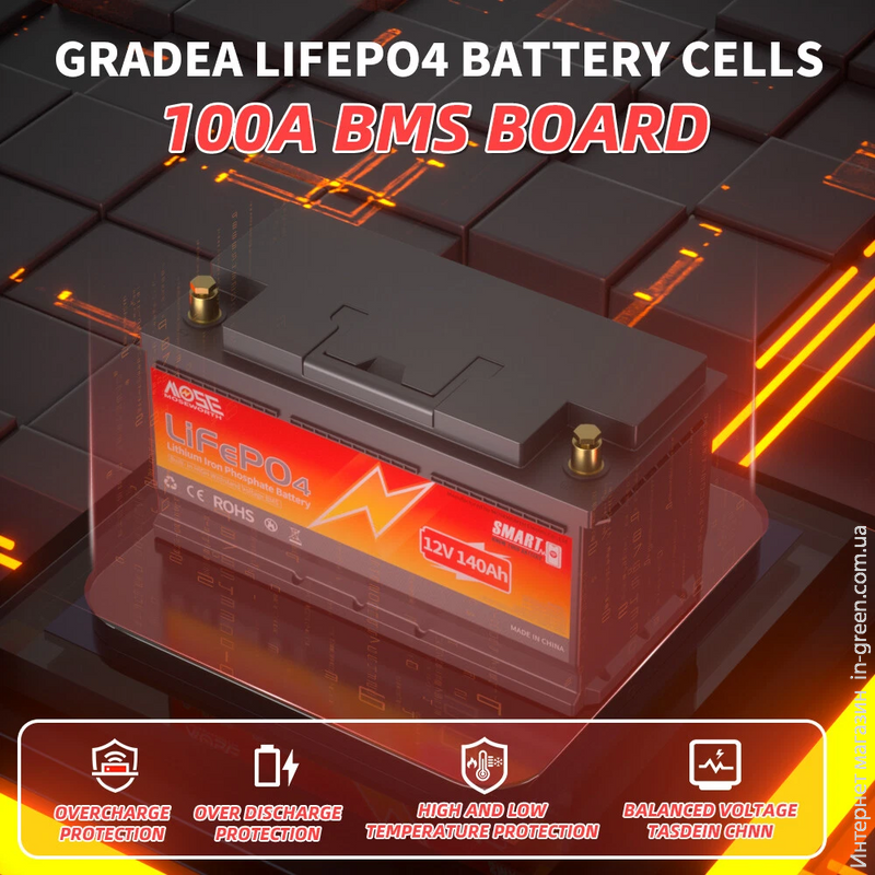 Акумулятор Moseworth LiFePO4 12V/140AH Bluetooth