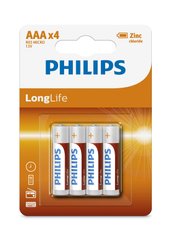Батарейка Philips LongLife Zinc Carbon (R03L4B/10) вугільно-цинкова AAA блістер