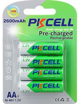 Аккумулятор PKCELL 1.2V AA 2600mAh NiMH Already Charged, 4 штуки в блистере цена за блистер, Q12