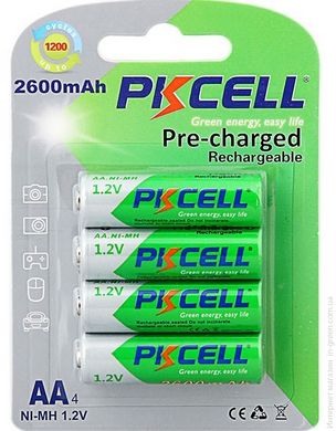 Аккумулятор PKCELL 1.2V AA 2600mAh NiMH Already Charged, 4 штуки в блистере цена за блистер, Q12