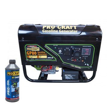 Генератор бензиновый PROCRAFT GP80 + Масло PROCRAFT 4T DIESEL 1.4л