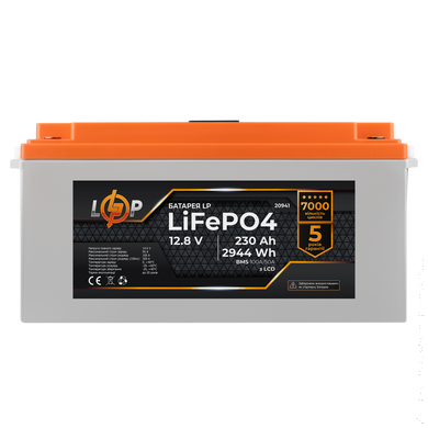 Аккумулятор LP LiFePO4 LCD 12V (12,8V) – 230 Ah (2944Wh) (BMS 100A/50A) пластик