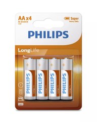 Батарейка Philips LongLife Zinc Carbon (R6L4B/10) вугільно-цинкова AA блістер