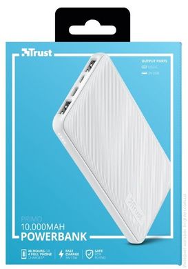 Портативное зарядное устройство Trust Primo 10000 mAh White