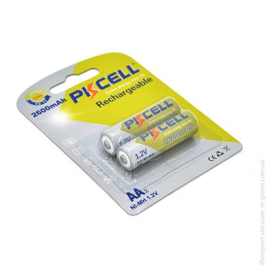 Аккумулятор PKCELL 1.2V AA 2600mAh NiMH Rechargeable Battery, 2 штуки в блистере цена за блистер, Q12