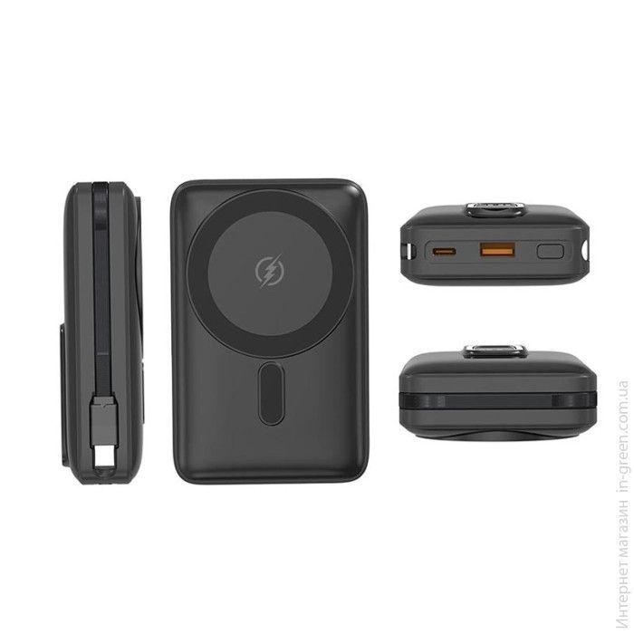 Портативное зарядное устройство (повербанк) Aspor A386 Magnetic Wireless 20000mAh (USB/Type-C/22.5W) черный