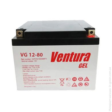 Аккумуляторная батарея VENTURA VG 12-80 Gel 12V 80Ah (260 * 169 * 215мм), Q1