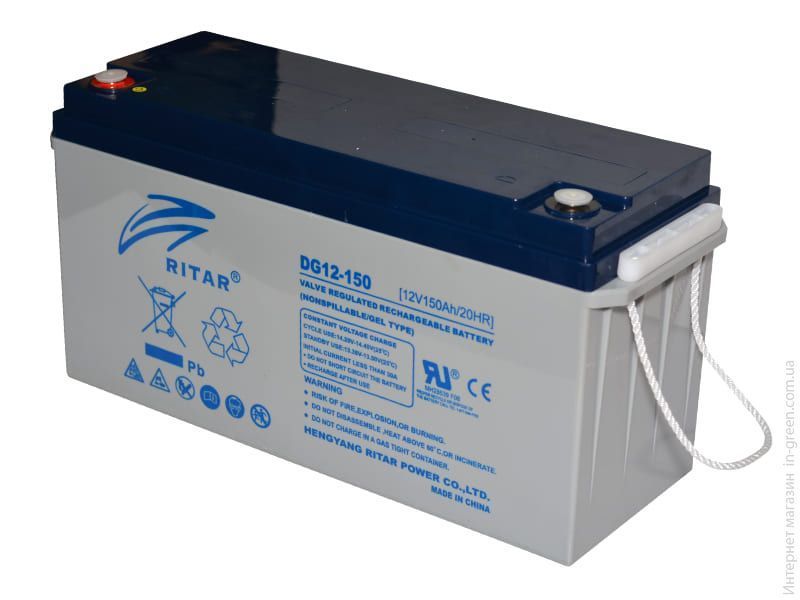 Акумуляторна батарея GEL RITAR DG12-150 Gray Case 12V 150Ah