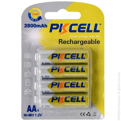 Аккумулятор PKCELL 1.2V AA 2800mAh NiMH Rechargeable Battery, 4 штуки в блистере цена за блистер, Q12