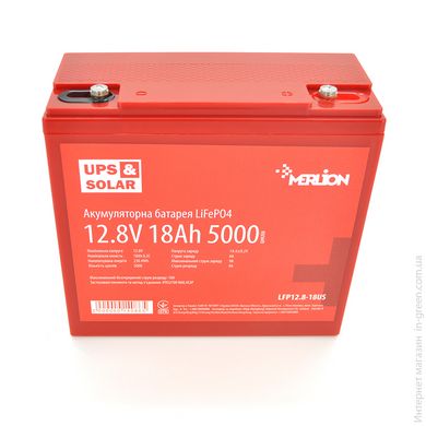 Литий-железо-фосфатный аккумулятор Merlion LiFePO4 12.8V 18AH (4S3P/BMS-20A)