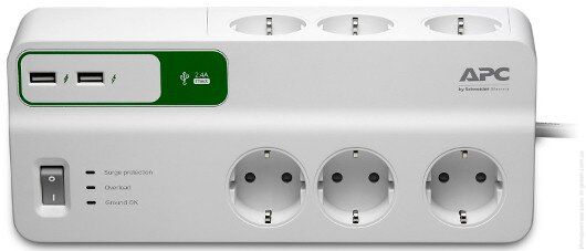 Мережевий фільтр APC Essential SurgeArrest 6 outlets + 2 USB ( PM6U-RS ) (ercPM6U-RS)