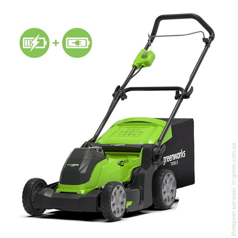 Газонокосилка аккумуляторная Greenworks G40LM41K2 с АКБ 2 Ah и ЗУ