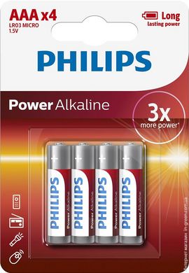 Батарейка Philips Power Alkaline (LR03P4B/10) AAA лужна блістер